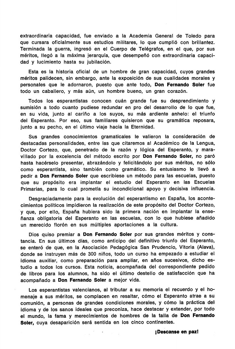 Dua paĝo de la nekrologo de Fernando Soler Valls
